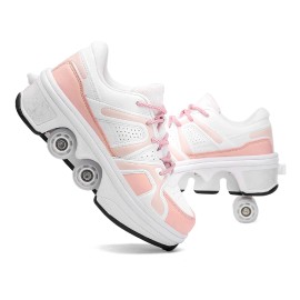 Hot Seller High-Quality 4-Wheel Deformation Kicked Kids Outdoor Roller Skate ShoesColor: Pink, Shoe Size: 36