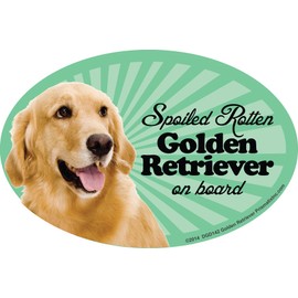 Prismatix Decal Golden Retriever Car Magnets: Spoiled Rotten Golden Retriever - Oval 6" x 4" Auto/Truck/Refrigerator/Mailbox (Funny Car Decals, Dog Magnet, Golden Retriever)