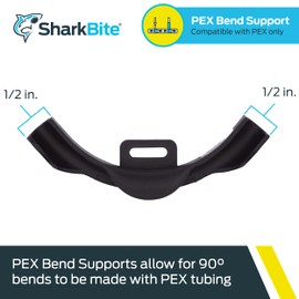 SharkBite 1/2 Inch PEX Poly 90 Degree Bend Support with Bracket, 23050