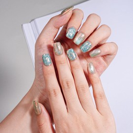ChicPress Dreamy Fairy Handcrafted Press-On Nails with Glitter and Holographic Design, Long-Lasting & Stylish, Easy to Apply, Perfect for Special Occasions