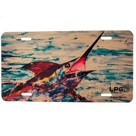 LPG Apparel Co. Big Game Sport Fishing Vanity Front License Plate Tag | Made in The USA (Electric Marlin)