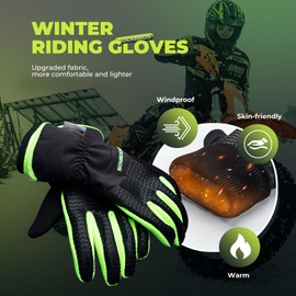 ROCKBROS Warm Winter Gloves Thinsulate Cycling Gloves for Men and Women Touchscreen Ski Gloves for Running Skiing Hiking Cycling L