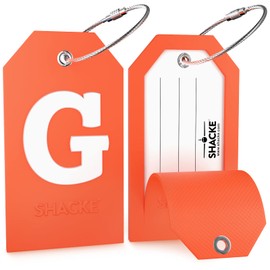 Shacke Initial Luggage Tag with Full Privacy Cover and Stainless Steel Loop – (Letter G)