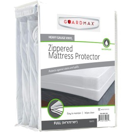 Guardmax Heavy Duty Vinyl Full Zippered Mattress Encasement - Waterproof & Breathable Mattress Protector - Comfortable, Soft, and Noiseless Zippered Bedding - Dust Mite Proof (54 x 75 x 9)