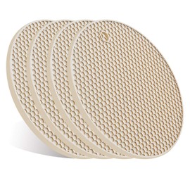 Salvamanteles para ollas y sartenes, salvamanteles de silicona resistente al calor, extra grueso, grande, antideslizante (beige)