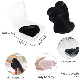 8 Pieces Powder Puffs Face Cosmetic Powder Puff Washable Reusable Soft Plush Powder Sponge Makeup Foundation Sponge for Face Body Loose Powder Wet Dry Makeup Tool,Heart Shape + Triangle, Black
