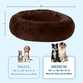 PETMAKER Dog Bed - Donut Dog Bed and Cat Bed for Medium Pets - Dog Bed with Removable Washable Cover and Nonslip Bottom - Puppy Essentials (Brown)