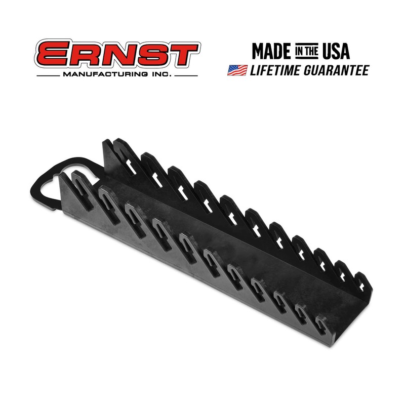 Ernst Manufacturing Gripper Stubby Wrench Organizer, 11 Tool, Black