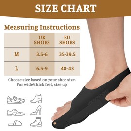 flintronic Hallux Valgus Correction, 2 Pieces Toe Separator, Hallux Valgus Correction Set, Hallux Valgus Bandage for Men and Women, Big Toe Protection (Black, L)