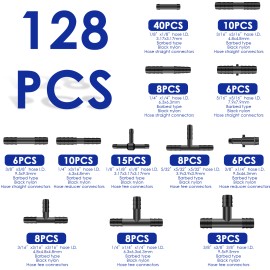 128 Pcs Vacuum Connector Assortment – Plastic Hose Joiner Tee for Various Applications
