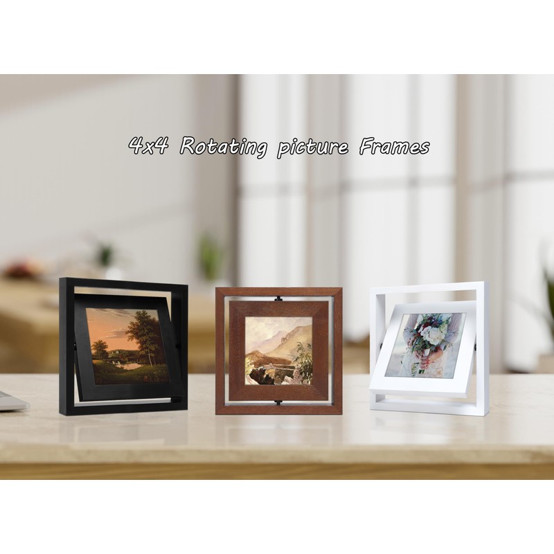 Gdfmsc 4x4 Rotating Picture Frame 2 Pack, Two-sided Viewing Display