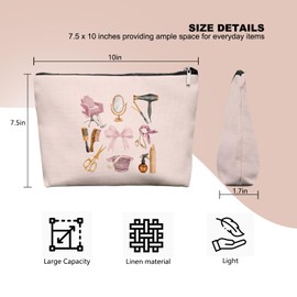 EKGJW Pink Hairstylist Makeup Bag for Women, Cute Cosmetology Student Gifts,Hairdresser Travel Organizer Bag, Aesthetic Salon Accessory Pouch, Gifts for Teen Girls 7.5 x 10 in