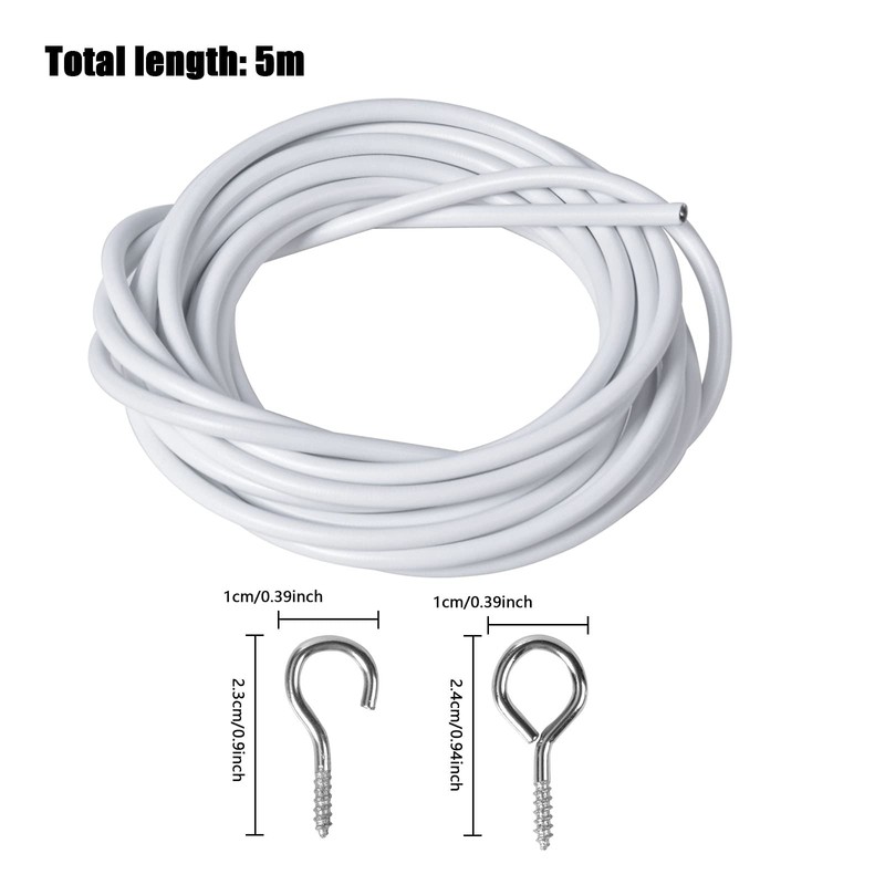 AvoDovA Curtain Wire and Hooks Set, 5M White Net Curtain