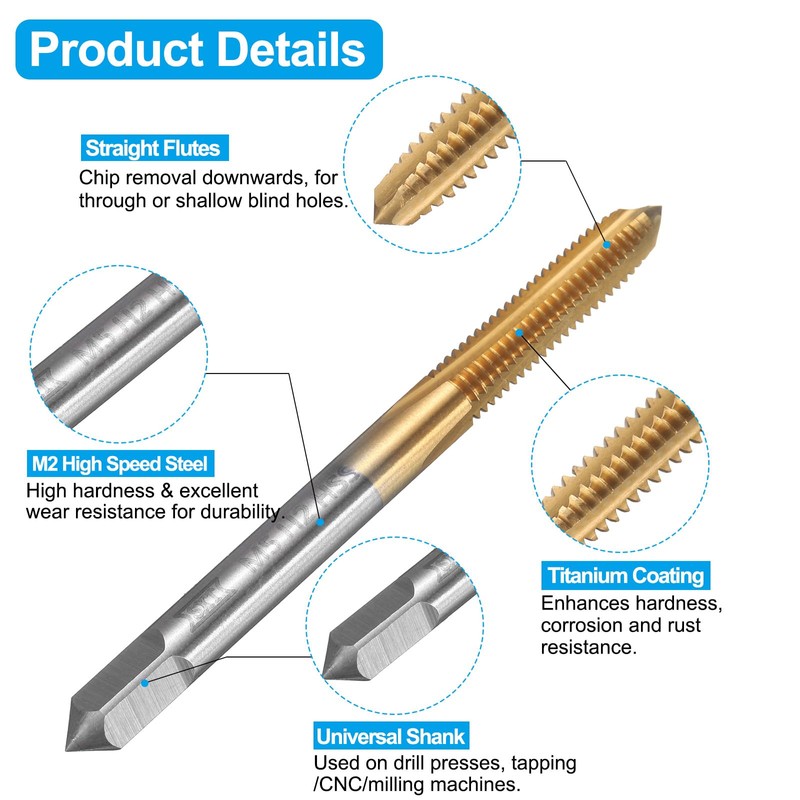 sourcing map Tap and Drill Bit Set, 1pcs M5 x