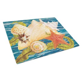 Caroline's Treasures PRS4057LCB Conch Starfish And Cockle II Glass Cutting Board Large Decorative Tempered Glass Kitchen Cutting and Serving Board Large Size Chopping Board