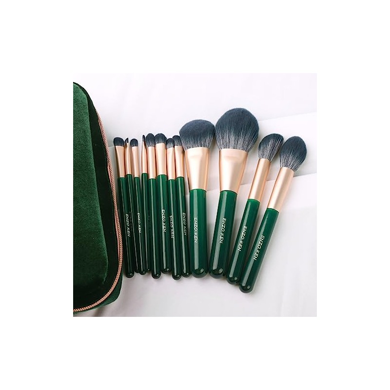 ENZO KEN Juego de Brochas de Maquillaje de Fibra Natural