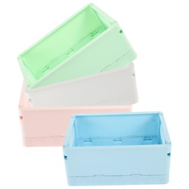 STOBOK 4pcs Decorative Table Storage Baskets Folding Organizing Crates for Home Kitchen Bathroom Office Lightweight Multi-use Small Bins