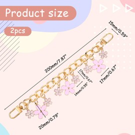 KFHENSOMR 2pcs Purse Chain Strap Replacement, Enamel Flower Chain Straps Charms with Swivel Clasps Short Purse Extender Chains for Handbag Wallet Crossbody Shoulder Bag