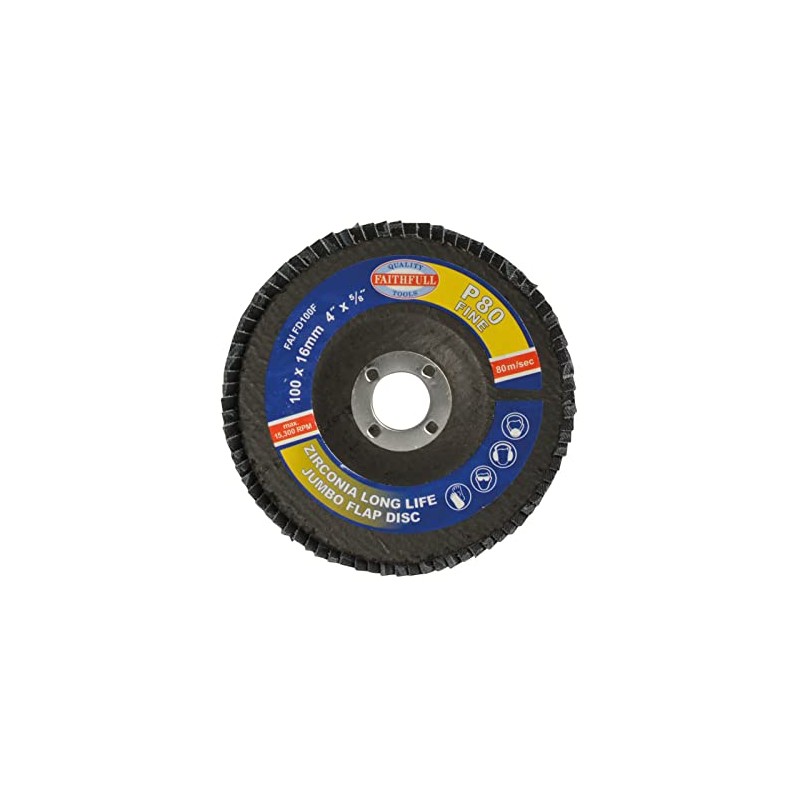 Faithfull FAIFD100F Abrasive Jumbo Flap Disc 100mm x 16mm (4in)
