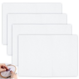 4 Pieces Cross Stitch Fabric Aida Fabric White for Embroidery 14 Count Cross Stitch Fabric Aida Cloth Embroidery Fabric Cross Stitch Cloth Counted Fabric for Embroidery Sewing and Fabric Crafts