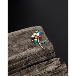 Jewseen Flower Cartilage Earring Flat Back Earrings CZ Cartilage Stud Internal Thread Helix Earrings G23 Titanium Nose Piercing, Titanium