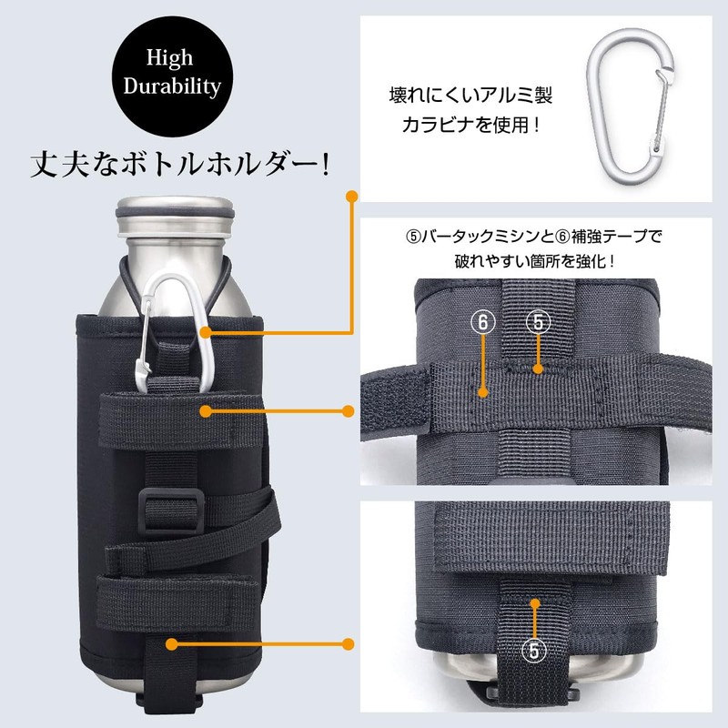 NEXARY Bottle Holder Backpack Shoulder Belt Size Adjustment (Black)