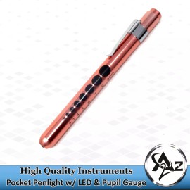 a2z New Rose Gold Reusable NURSE Diagnostic LED Pocket Penlight w/ Pupil Gauge