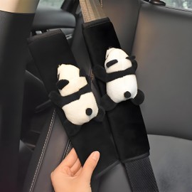 Seat Belt Cover Shoulder Pad Panda Car Accessories Shoulder Neck Protection Reducing Pressure for Kids and Adults Comfortable Breathable (Penda)