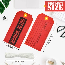Out of Service Tags, Red Tags, Maintenance Required Tags with Cotton String, 8 Inch Tag(200 Pack)