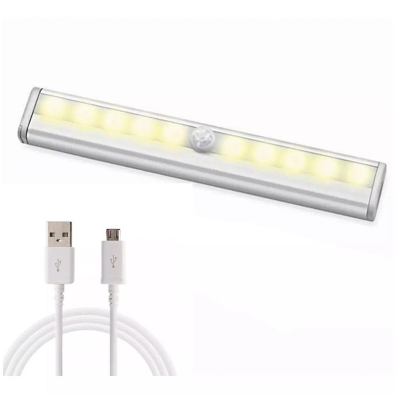 Maíz Lampara Sensor De Movimiento Recargable Usb 10 Focos Led