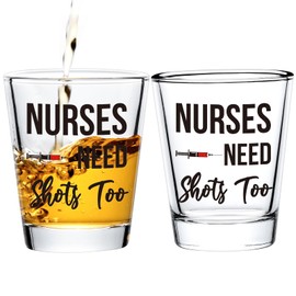 Futtumy Nurse Need Shots Too - Funny Nurse Gifts for Nurse Graduate Friend Sister, Nurse Week Gift Nurse Graduation Gift Christmas Gift Birthday Gift for Women Men, Set of 2 Nurse Shot Glasses, 2 oz
