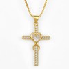 Darenli Cross Necklace for Women, 14K Gold Plated Cubic Zirconia