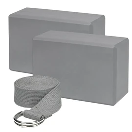 23x15x7.5cm Bloques de Yoga, Bloques para Pilates con Correa para Aumentar la Resistencia, Antideslizante Bloque de Ayuda de Alta Densidad, Bloques para Yoga, Pilates, Estiramiento y Meditación(Gris)