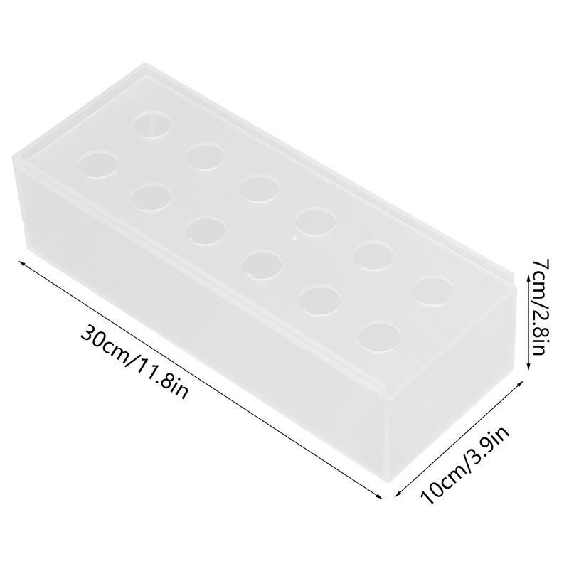 12 Holes Rectangular Flowers Vase With LED Light Clear Acrylic