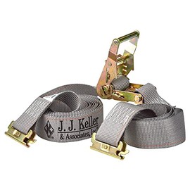 Ratchet Buckle Tie-Down Strap, Series E or A Track, Gray, 2 inch x 16 Foot, 1,333 lbs. Safe Working Load