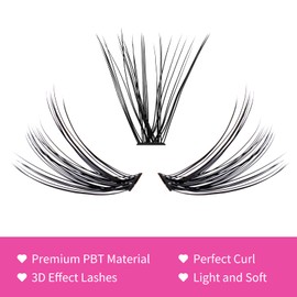Individual Lashes Extension Semi Permanent Lashes C Curl Lash Clusters 10D 20D 30D 40D Individual Lashes Extension Eyelash Supplies (40D-0.07C, 15-20mm)