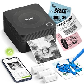 PM230 Mini Sticker Printer-2 Inch Bluetooth Thermal Pocket Printer, Inkless Portable Printer for Study Notes, Photos, Journals, Memos, Lists, Gifts, TikTokShopBacktoSchool:_Black+3 Rolls Tape