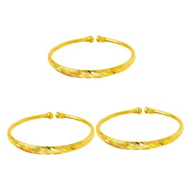 STOBAZA 3 Pcs Blank Bangle Bracelet Open Bracelets Gold Plated Bracelets Promise Bangle Women Statement Jewelry Bracelet Simple Golden Bangle Cuff Bangle Couples Boutique Friendship Lovers