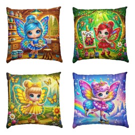 Cojines Baratos Mariposas Decoración Set De 4 Pz Infantiles