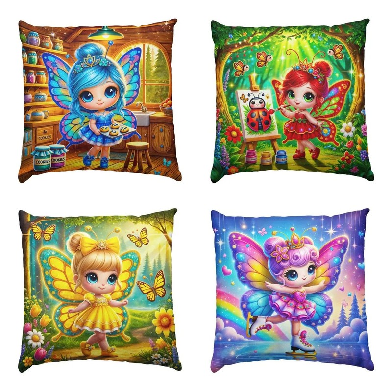 Cojines Baratos Mariposas Decoración Set De 4 Pz Infantiles