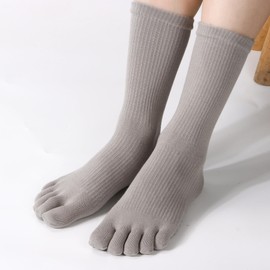 KQueenStar Toe Grip Socks for Women, Athletic Breathable Cotton Non-Slip Five Finger Socks for Running Gym Yoga Pilates Grey