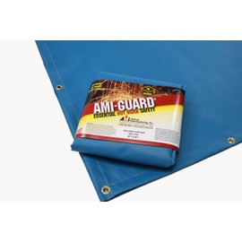 AMI-TUF Welding Curtain - Grommeted Curtain. ANSI/FM 4950 Approved Fiberglass satin weave coated with our specially formulated silicone rubber compound - Blue - 5' x 6', 1 pack