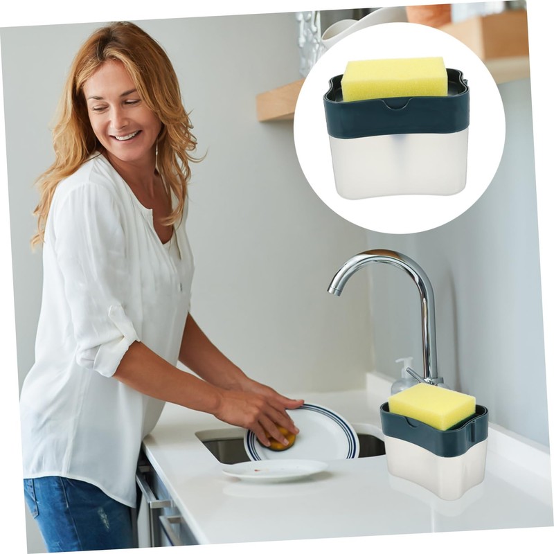 LALAFINA 1set Dish Soap Holder Sponge Box Kitchen Tabletop Sink
