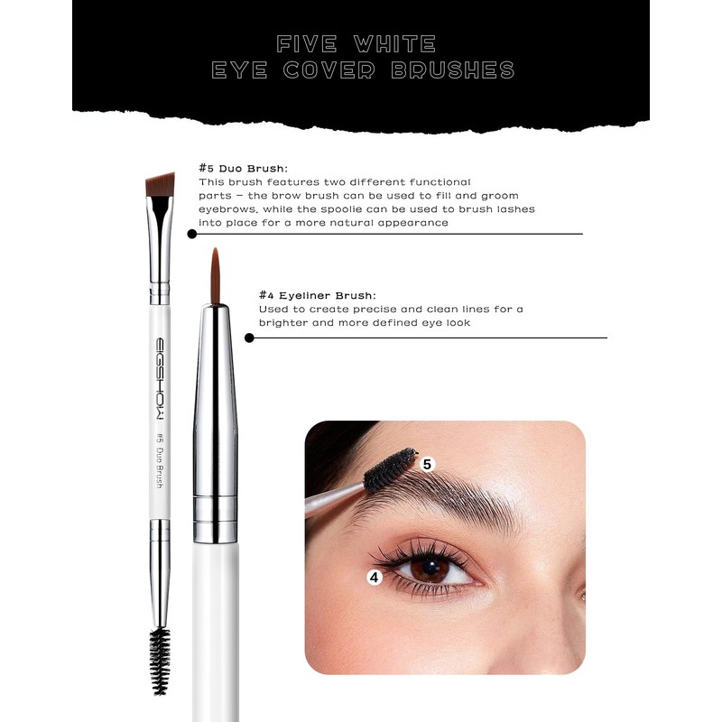 EIGSHOW 5 Pcs Eye Makeup Brush Set, Everyday Eye Essential