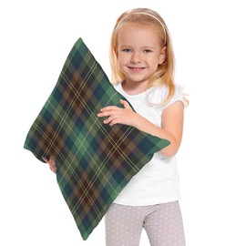 Moslion Throw Pillow Cover Scottish Tartan Plaid Christmas Traditional Checkered Rustic Geometric Pattern Square Pillow Case Cushion Cover for Home Car Decorative Cotton Linen 18x18 Inch