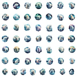 50 Pcs Polar Bear Stickers for Kids Teens Adults Boys Girls Gift,Polar Bear Stickers Pack for Laptop,Skateboar,Luggage,Car,Bike, Cup,Computer,Water Bottle Decor,Vinyl Waterproof Sticker