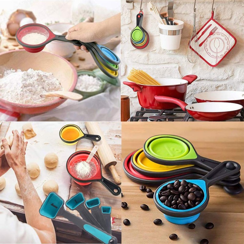 Collapsible Measuring Cups and Spoons - Portable Food Grade Silicone