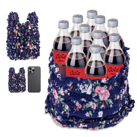 TIKNIK 1Pcs Expandable Shopping Bags, Foldable Reusable Grocery Bags, Portable Magic Stretch Pleated Tote Bags for Groceries Travel & Shopping (DarkBlue)