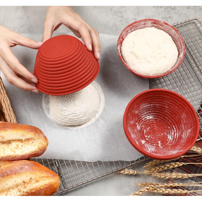 Webake 5 Inch Silicone Mini Banneton Bread Proofing Basket, 6Pcs
