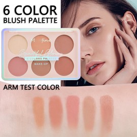 Face Blush For Cheeks Make Up Blush Palette 6 Buildable Pressed Powder Highly Pigmented Blusher Shades Face Blusher For Mature Skin Women Natural Look